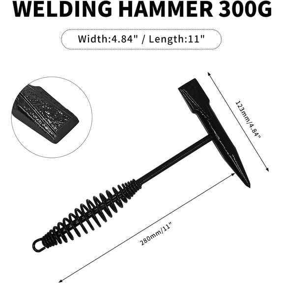 TYHREF-Black Welding Chipping Hammer, Slag Welder Hammer, Welding Cleaning Tool, Hand Tool with Coil Spring Handle, Shock-Dampening Steel Rust Removal