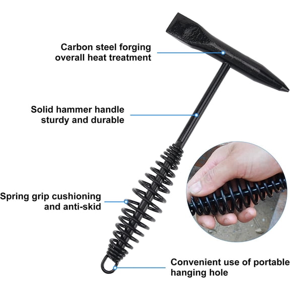 TYHREF-Chipping Hammer Welding with Coil Spring Handle,11Inch Welding Steel Wire Brush for Cleaning Removing Slag and Welding Residue