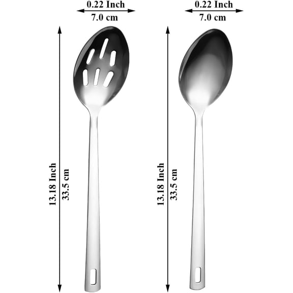 TYHREF-Cooking Spoon Set, Stainless Steel Kitchen Cooking Serving, Solid Spoon, Slotted Spoon, Heat Resistant Handle, Dishwasher Safe, Easy to Clean