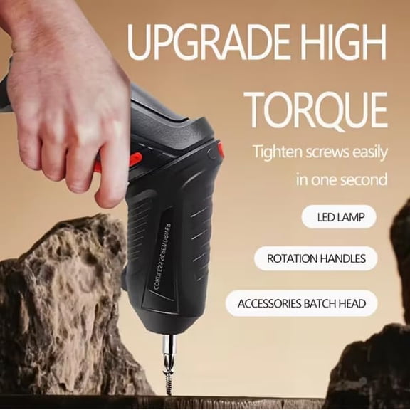 TYHREF-Cordless Power Screwdriver, Electric Screwdriver Rechargeable Set, 47pcs Bits in Carrying Case Pivoting Handle and LED Lights, Small Drills Cordless