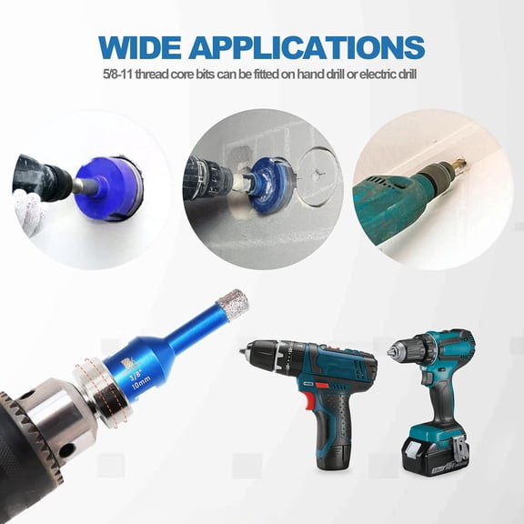 TYHREF-Core Drill Bit Arbor Adapter, 5/8"-11 Thread to 3/8" Hex Shank for Threaded Diamond Hole Saw Core Drill Bit