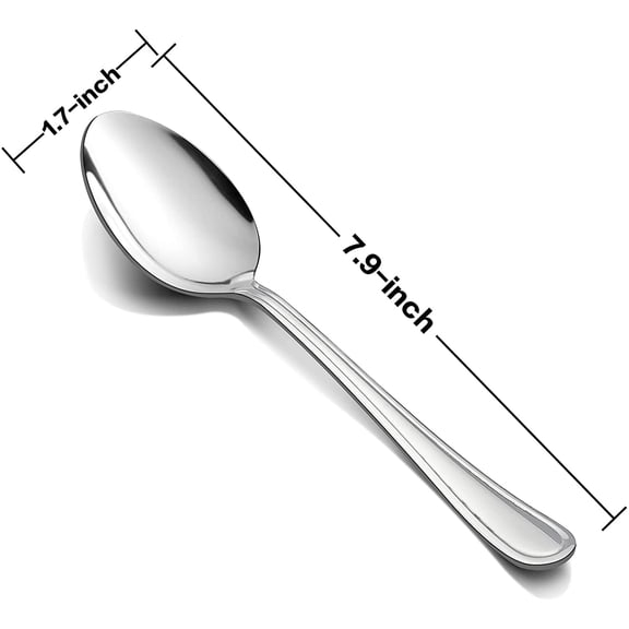 TYHREF-Dinner Spoons Set of 12, 7.9 Inch Stainless Steel Soup Spoons Tablespoons for Home, Kitchen or Restaurant, Non-toxic & Mirror Polished, Easy to Clean & Dishwasher Safe