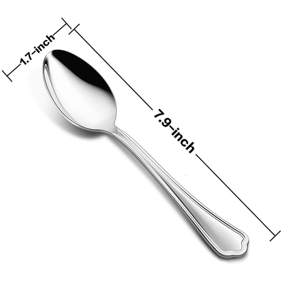 TYHREF-Dinner Spoons Set of 6, 7.9 Inch Stainless Steel Soup Spoons Tablespoons for Home, Kitchen or Restaurant, Non-toxic & Mirror Polished, Scalloped Edge & Dishwasher Safe