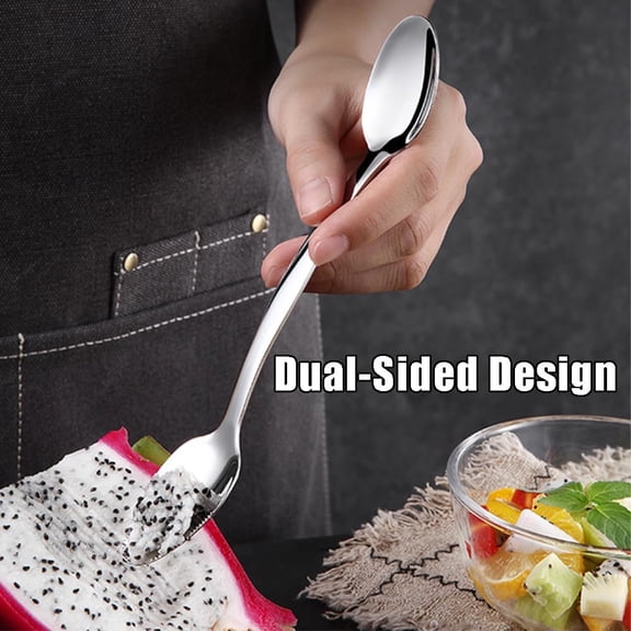 TYHREF-Double End Grapefruit Spoons,Stainless Steel Fruit Spoon Utensil Set,Serrated Edges Ice Cream Scrape Cut Spoons For Fruit Dessert Cheese Vegetables,2 Pieces