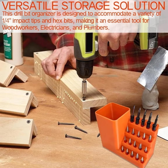 TYHREF-Drill Bit Organizer Screwdriver Bits Holder Storage Tool Box - 20/50 Hole Capacity,for 1/4" Impact Tips,3D Printed PLA Material,with Power Drill Holder (50 Hole)