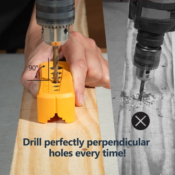 TYHREF-Drill Guide - Multi-Functional Drill Jig Block w/ 6 Common Drill Bit Sizes - for Straight Drilling Holes, Woodworking Tool, 2 PK (71971-P2)
