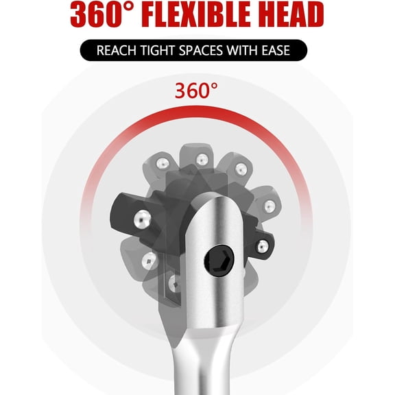 TYHREF-Dual Drive Breaker Bar 1/2" and 3/8" Drive, 16-Inch 360 Rotatable Head Breaker Bars with Spring-loaded Detent Ball