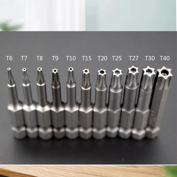 TYHREF-Extra Long Torx Screwdriver Bit Set Magnetic Head S2 Steel Star Screw Driver Drill Bits 1/4 Inch Hex Shank Tamper Proof Security Bit Set 11pcs 200mm T6 T7 T8 T9 T10 T15 T20 T25 T30 T40