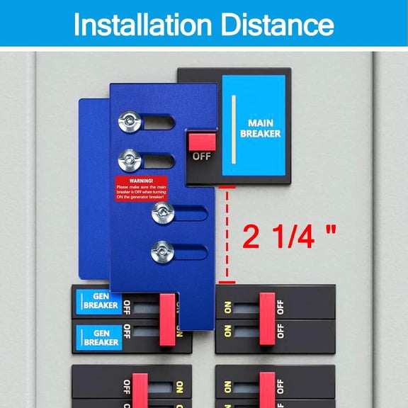 TYHREF-Generator Interlock Kit for Eaton/Cutler Hammer Vertical Throw 150 or 200 Amp Main Panels, 2 1/4 Inches Spacing, Blue