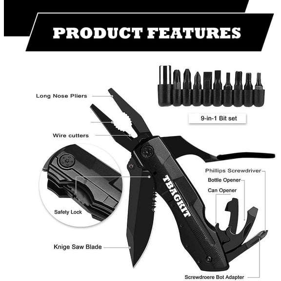 TYHREF-Gifts for Christmas, Multitool Pocket Knife, 16 in 1 Tactical Knife With Blade Saw Pliers Screwdriver Bottle Opener for Camping, Emergency, Daily Use, Perfect Birthday Gifts for Men Dad Husban