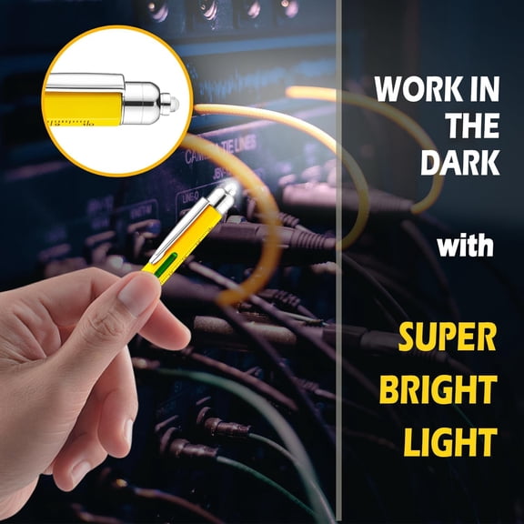 TYHREF-Gifts for Dad Men Him,2 Pack Multitool Pen,Multi-tool Pen with [Stylus, Ballpoint Pen, 6 refills, 4" Ruler, Level, Phillips Screwdriver,LED] (Yellow)