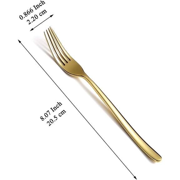 TYHREF-Gold Dinner Forks Set of 12, 8.15" Stainless Steel Table Forks Silverware Set for Home, Restaurant, Hotel, Dishwasher Safe