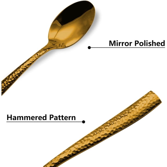 TYHREF-Gold Hammered 20-Piece Silverware Set, Stainless Steel Flatware Set, Cutlery Set Dishwasher Safe, Service for 4