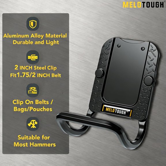 TYHREF-Hammer Holder for Belt,Hammer Loop Fit Up to 2" Tool Belt,Holds Hammers,Hatchet or Mallet,Made of Aluminum Alloy Material (Black)