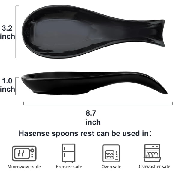 TYHREF-Hasense Spoon Rest for Stove Top, Large Ceramic Spoon Holder for Kitchen Counter, Cooking Utensil Rest for Spatula Ladle Spoon and Tong, Kitchen Spoon Rest for Home and Coffee Bar Accessories,