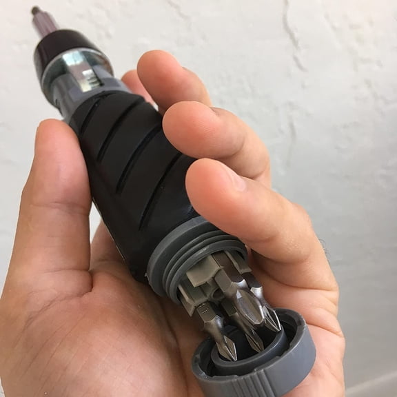 TYHREF-Heavy Duty RATCHETING SCREWDRIVER - ADJUSTABLE ANGLE - 3 Way Ratchet - NONSLIP Big Rubber Grip - Multibit Storage w/Ph Hex Torx Bits | Durable Portable Screw Driving Solutions from