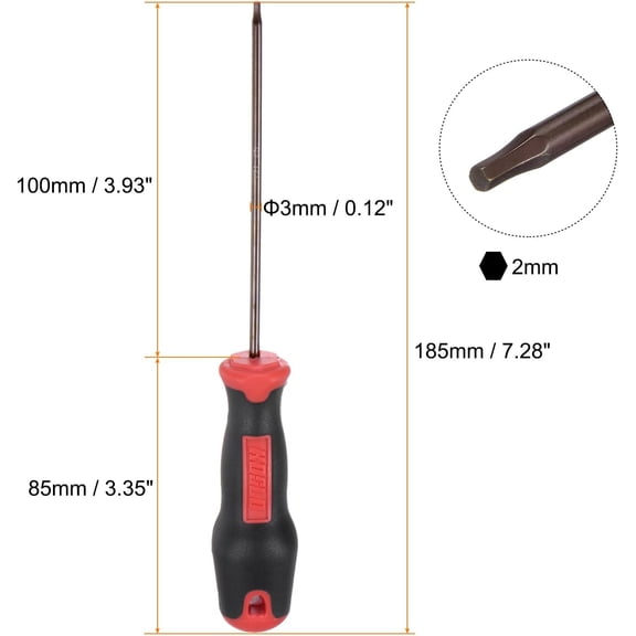 TYHREF-2pcs Hex Screwdriver 2mm Magnetic Hexagon Key Metric Driver with 3.94" Shaft Length for RC Model Furniture Repair Electronic