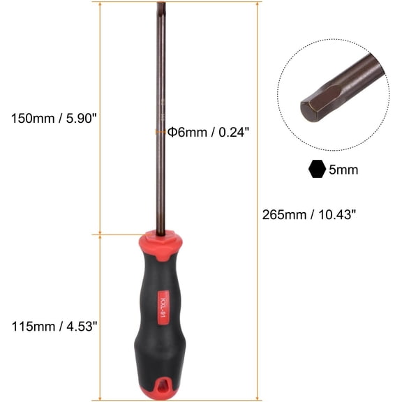TYHREF-Hex Screwdriver 5mm Magnetic Hexagon Key Metric Driver with 5.91" Shaft Length for RC Model Furniture Repair Electronic