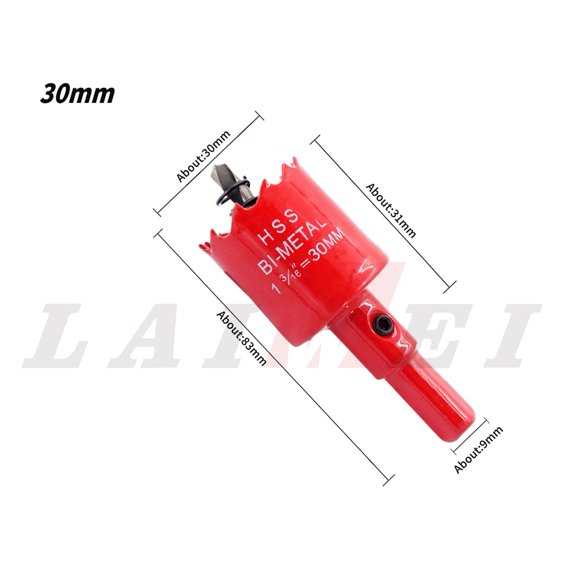 TYHREF-Hole Saw Drill Bit LAIWEI HSS Hole Cutter with Arbor for Wood,PVC Board and Plasterboard(1-3/16"(30mm Hole Saw))