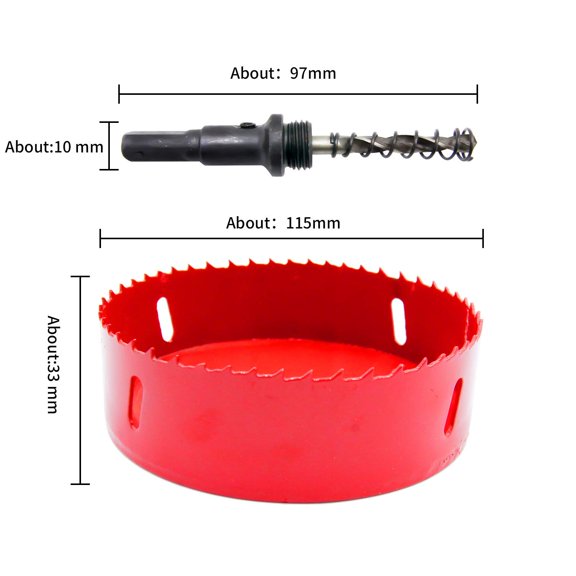 TYHREF-Hole Saw Drill Bit LAIWEI HSS Hole Cutter with Arbor for Wood,PVC Board and Plasterboard(4-1/2"(115mm Hole Saw))