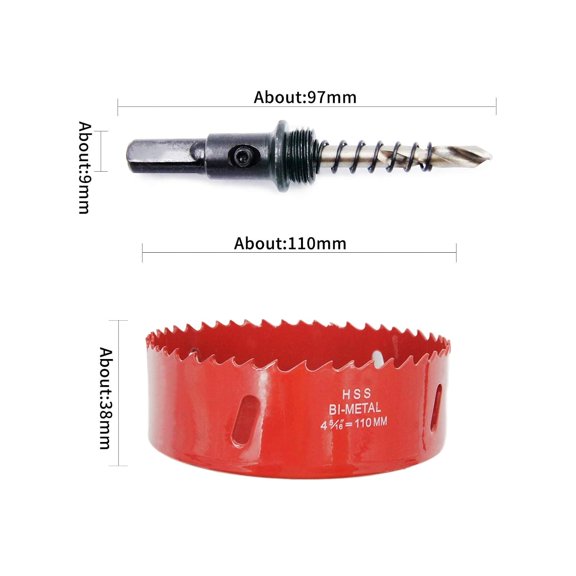 TYHREF-Hole Saw Drill Bit LAIWEI HSS Hole Cutter with Arbor for Wood,PVC Board and Plasterboard(4-5/16"(110mm Hole Saw))