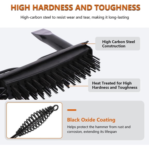 TYHREF-Hymnorq 2-in-1 Welding Chipping Hammer with Wire Brush  Heavy-Duty Slag Removal Tool, Heat-Treated Steel, Chisel Tip, Shock-Absorbing Spring Handle for MIG, TIG, Stick Welding Cleanup