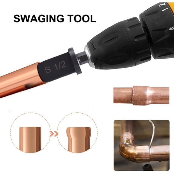 TYHREF-Hymnorq HVAC Tube Swaging Tool 6PC Drill Bit Set, Copper Pipe Expander Bit for Air Conditioner Repairing, Include 7/8 3/4 5/8 1/2 3/8 and 1/4, Hex Shank for Impact Drill and Power Drill