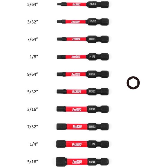 TYHREF-Impact Bit Set W clip SAE Hex head drive bits S2 Steel 10 Piece 2 Inch Length