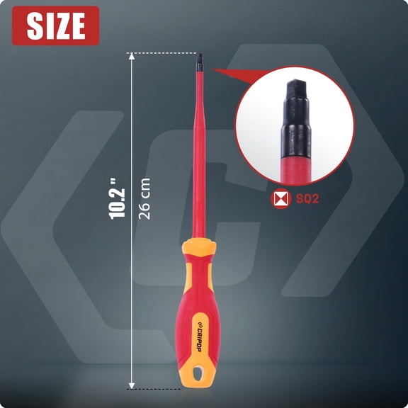 TYHREF-Insulated Square Screwdrivers, 1000V Insulated #2 Square Tip Screwdriver with 6" Shaft, Magnetic Tip, Slim Tip Design for Tight Spaces