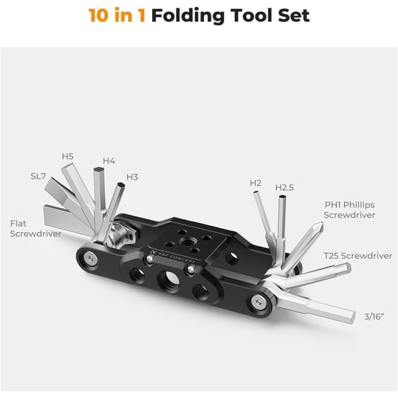 TYHREF-K&F CONCEPT Folding Hex Key Set with Screwdrivers, Portable Screwdriver Set Folding Allen Wrench Set for Assembly of Photographic Equipment Repair of Bicycles.