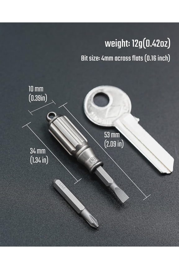 -KA53 Mini Screwdriver Stubby Magnetic Titanium Small Phillips Driver Keychain Friendly EDC Driver for Everyday Repairs