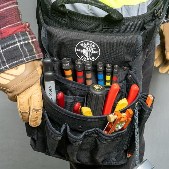 TYHREF-Klein Tools 14PNDHC 1/4-Inch Magnetic Color-Coded Power Nut Driver, SAE, Impact-Rated Hollow Nut Driver with 5-Inch Extended Reach Shaft