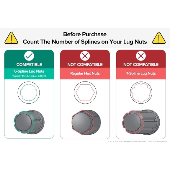 TYHREF-Large 6 Point Spline Drive Tuner Replacement Socket Key Tool for for Six Spline Truck SUV Wheel Lock Lug Nuts - 20mm Inner Diameter - 21mm 13/16" 22mm 7/8" Hex Socket Wrench - Black