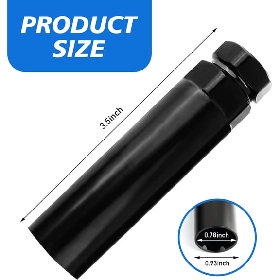 TYHREF-Large 6 Spline Lug Nut Socket, Wheel Lug Nut Key, Fuel Rim Lug Nut Lock Removal, for 21 mm(13/16 Inch)&22 mm(7/8 Inch) Hex Socket Wrench, Replacement Aftermarket 6 Spline Lug Nut