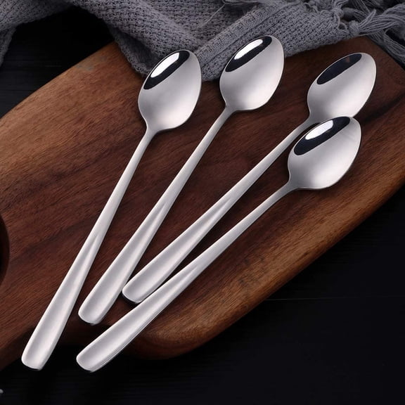 TYHREF-Long Handle Iced Tea Spoons Set of 6, 8 inch 18/10 Coffee Spoon Sets for Mixing, Cocktail Stirring, Tea, Coffee, Milkshake, Cold Drink