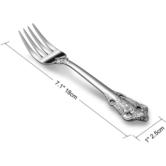 TYHREF-Luxury Salad Forks Dessert Forks Set, Set of 4, 18/10 Stainless Steel, 7 Inches, Dishwasher Safe, Mirror Polished, Silverware Fork Set (Silver)