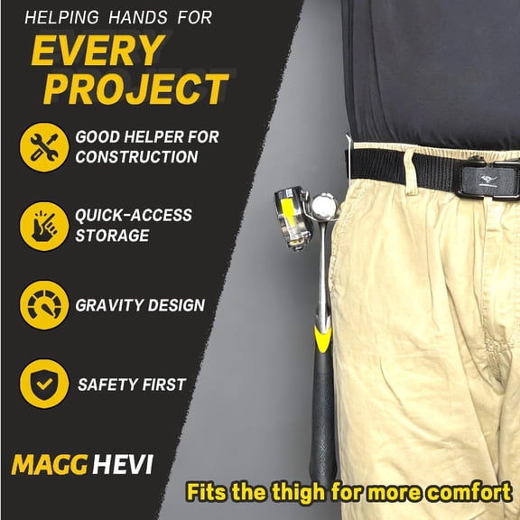 TYHREF-MAGGHEVI Hammer Holder for Belt,Hammer Loop Fit Up to 2" Tool Belt,Hammer Holster,Holds Hammers with Tape Measure Holder,Made of Stainless Steel