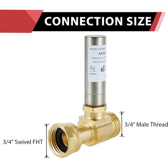 TYHREF-MH-S-241 Stainless Steel Water Hammer Arrestor For Washing Machine, 3/4 Inch Swivel FHT x 3/4 Inch MHT,(HAMMER020)
