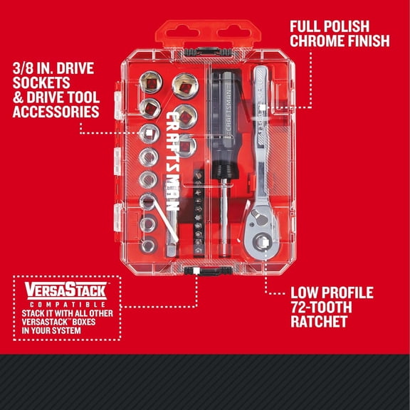 TYHREF-Mechanics Tool Set, 24 Piece, 3/8 Inch Drive Metric (CMMT12111)