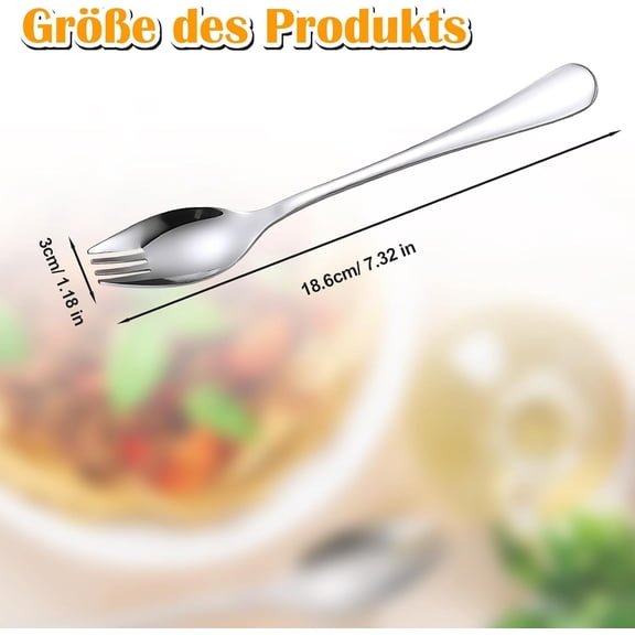 TYHREF-Metal Spork Reusable Sporks,4-Pack Food-grade Stainless Steel Sporks, 7.28 Inches Long Handle Salad Forks For Dessert, Fruit Appetizer Dessert Salad Flatware Set