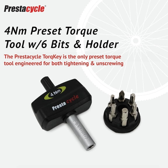 TYHREF-Mini Bike TorqKeys - Preset Torque Tool w/6 Bits & Holder Compatible with Standard 1/4" hex bit - Choose from Sizes: 3Nm, 4Nm, 5Nm.