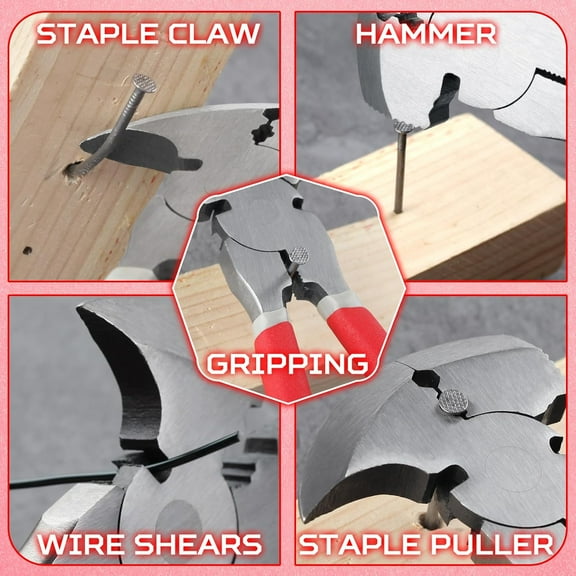 TYHREF-Multi Tool 9.5-Inch Fencing Pliers With Hammer Fence Cutter Nail Puller Wire Cutting Hammer Head Pliers