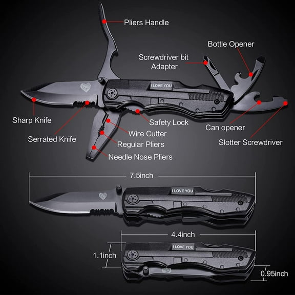 TYHREF-Multitool Pocket Knife for Men, Christmas Stocking Stuffer, Gifts for Boyfriend, Him, Husband, Dad, Multi Tool Tactical Plier With Nylon Sheath, LOVE