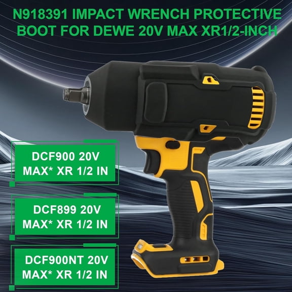 TYHREF-N918391 Protective Boot Compatible with DEWALT DCF900 DCF899 DCF900NT 20V Max Cordless High Torque Impact Wrench Protective Boot for 1/2" Wrench Assembly Accessories Tools Black