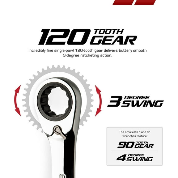 TYHREF-Non Stop 16 mm Ultrafine 120-Tooth Reversible Ratcheting Combination Wrench