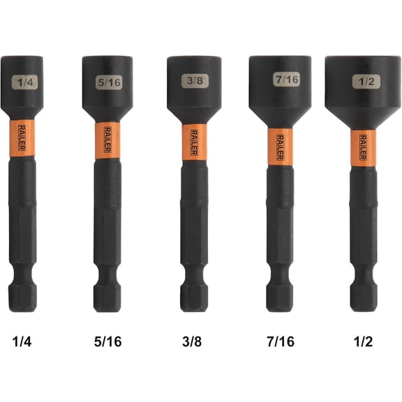 TYHREF-Nut Driver Set - Premium 2-9/16 Inch 5-Piece Nutsetter Bit Set With A Storage Bit Holder & Carabiner