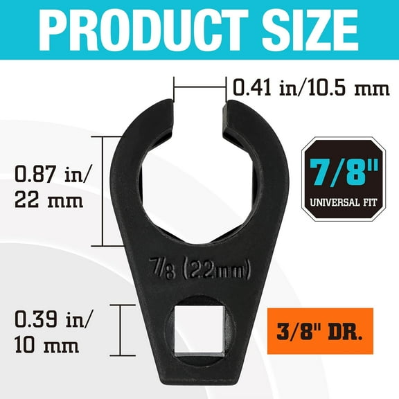 TYHREF-O2 Oxygen Sensor Socket 3/8-Inch Drive x 7/8-Inch (22mm), Offset Wrench Cr-Mo Steel, 6-Point Tool With Wire Gate