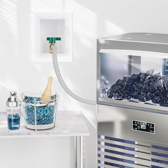 TYHREF-Pre-Assembled Ice Maker Outlet Box, 1/2-Inch Press x 1/4-Inch OD Compression with 1/4-Turn Ball Valve, Ice Maker Wall Box with Faucet