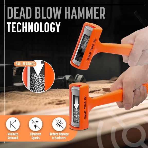 TYHREF-Precision Dead Blow Hammer, Small 2lb Durable Unicast Deadblow Mallet, Plastic Mallet with Comfortable Textured Grip, Non-Rebounding, Non-Marring Plastic Hammer for Automotive Work from Schaaf