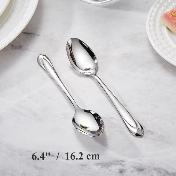 TYHREF-Premium Astra 4-Piece 6.4 inch Spoon Set  Mirror-Finished 18/10 Stainless Steel with Diamond-Faceted Handles Dishwasher Safe for Modern Dining (4, Teaspoons)